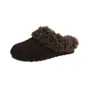 Stock listo, pantuflas Birkenstock mate peludas para mujer, nuevas pantuflas cerradas de lana de cordero para otoño/invierno, mules cálidos casuales