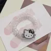 Anel de Telefone com Laço KT Preto Prata Desenho Animado Ins Versátil Doce Cool y2k Coração de Menina Corda para Prender Cabelo Adorno de Cabeça Menina