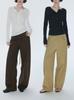 Anachic Clássicos Básicos_Camiseta Feminina Manga Longa Tencel Cor Nude/Camisa de Base Slim Fit_Top de Malha Externo