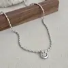 Colar S925 Prata Estilo Ins Coreano Rosto Sorridente Grão de Arroz para Mulheres Joias Estilo Casual Corrente da Clavícula para o Dia a Dia