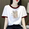 Camiseta Raglan Moda Mãe Estilo Comércio Exterior Transfronteiriço para Mulheres, Manga Curta Verão Slim Fit Solta Casual Top de Alta Qualidade