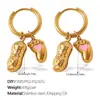 Estilo Coreano Simples Doce Fofo DIY Pimenta Morango Pingente Brincos Aço Inoxidável Banhado a Ouro 18K Joia Diária para Mulheres
