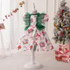 Vestido de Princesa Navideño Europeo y Americano para Niñas Vestido de Boda con Costuras Estampadas de Malla para Niños Vestido para Actuación de Piano