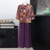Traje de Outono para 50+: Conjunto de Manga Três Quartos para Mães, Nova Coleção Outono 2026, Moda Feminina para Mulheres de Meia-Idade, Conjunto Elegante Retrô para Mulheres