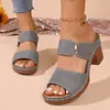 Sandalias de tacón alto para mujer de talla grande, comercio exterior transfronterizo europeo y americano, nuevas sandalias de moda otoño 2026 con tacón grueso y punta abierta