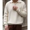 2023 Estilo Preguiçoso Cor Sólida Polo Masculino e Feminino Tendência Suéter Fino Jaqueta Super Quente Estilo Hong Kong Estudantes Versátil e Solto