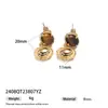 Brincos de Moda Leve Luxo Estilo Maillard Banhados a Ouro 18K com Pingente de Pérola Natural e Pedra Olho de Tigre, Nova Coleção Outono e Inverno