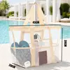 Nova bolsa de praia de rede, grande capacidade, portátil para artigos de higiene pessoal, armazenamento, viagem, natação, fitness e bolsa de armazenamento com drenagem de água