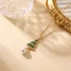 Collar de Festival Navideño de Moda Exquisita Transfronterizo Europeo y Americano Joyería de Cadena para Clavícula Dulce de Lujo Ligero de Nicho de Cobre Microincrustado de Alta Gama
