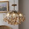 Lustre Romântico de Cristal para Sala de Estar Estilo Francês Gota d'Água, Luminária para Sala de Jantar Estilo Francês, Luminária de Luxo Leve Vintage para Quarto e Closet Estilo Americano