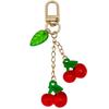 Artículo Popular de Comercio Exterior de Amazon: Llavero de Resina de Color Sólido con Goteo de Aceite Perla Cereza Accesorio de Llavero de Metal Colgante Pequeño