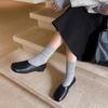 Estilo Minimalista y Casual Cómodos para el Trayecto Primera Capa Piel de Vaca Zapatos de Abuela Otoño 2025 Tacón Bajo Grueso Punta Redonda Piel Genuina Boca Profunda Zapatos de una Sola Pieza