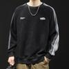 Marca de moda pesada suéter masculino outono e inverno gola redonda roupas masculinas outono 2024 nova manga comprida plus size listrado top