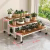 Novo Modelo 2025 Carrinho de Flores com Rodas para Sala de Estar, Suporte de Chão, Rack de Armazenamento Móvel para Varanda, Suporte de Vasos de Flores Escalonado Multicamadas