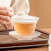 Tazón con Tapa Esmerilado de Dragón y Fénix Taza de Té Individual de Alta Gama Juego de Té Kung Fu de Tres Talentos Tazón de Té con Tapa Juego de Té de Vidrio Caja de Regalo