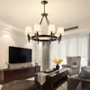 Candelabro estilo americano, candelabro moderno minimalista para sala de estar, dormitorio, comedor, candelabro de tela rústico vintage, lámpara vintage Zhongshan
