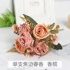 Flor Simulada Queimada Churrasco Borda Mola Fragrância Rosa Buquê Falso Sentido Avançado Acabamento Cruzada Casa Casamento Decoração
