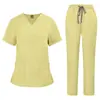 Conjunto de dos piezas de uniforme para hospital de mascotas, ropa de trabajo para salón de belleza, uniforme para hospital y consultorio dental, que absorbe la humedad y el sudor