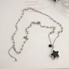 Collar de Perlas de Imitación Estrella Negra para Mujer, Colgante Largo con Diseño Único, Cadena Versátil para Suéter, Accesorio para el Cuello