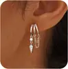 Brincos de Franja Populares Europeus e Americanos Transfronteiriços Banhados a Ouro 18K com Zircônia Estilo Moda Versátil de Alta Qualidade