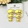 Aretes geométricos de acero inoxidable, broqueles dorados simples y elegantes, aretes colgantes versátiles a rayas estilo ins, joyería geométrica