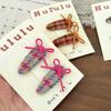 Pinza para el cabello de cuadros de color dulce coreano con lazo, pinza para el cabello de otoño e invierno, pinza lateral de gota linda para niña, pinza para flequillo