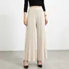 Pantalones básicos plisados Miyake, de tiro alto, fluidos, que cubren la cadera, de pierna recta, casuales, de corte holgado, color liso, pantalones anchos simples y versátiles