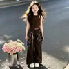 Conjunto de Verão para Meninas 2026 Nova Moda Infantil Colete Roupas de Verão Estilo Coreano Conjunto para Meninas Novo Toque de Alto Padrão