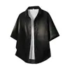 Suministro Directo de Fábrica Camisa de Verano de Mezclilla de Manga Corta Marca de Tendencia para Hombre 70% Algodón Cuello Cuadrado Pequeño Cárdigan Camiseta Corta
