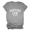 Amazon Ebay Estación Independiente Cómoda Casual Mujer Harvard Law Solo Cuello Redondo Camiseta de Manga Corta al Mayoreo