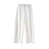 Calça de sarja imitação de algodão de cintura alta com perna curva estilo americano descontraído, calça longa casual fácil de cuidar para mulheres, Outono 2026
