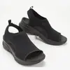 Nuevas sandalias cruzadas para mujer colección otoño-verano 2024, de malla, suela gruesa, sin cordones, peep-toe, tejido fly-knit, casual, deportivas, talla grande, para mujer