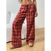 Pantalones Casuales de Cuadros Retro para Comercio Exterior Transfronterizo Americano 2024 Primavera y Otoño Nuevos Rectos Holgados de Pierna Ancha Largos