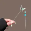 Refinada y Pequeña Nueva Pinza para el Cabello China de Doble Capa con Borla de Mariposa Plata Estilo Antiguo Disco para el Cabello Pinza para el Cabello Estilo Avanzado Pinza para el Cabello Paso a Paso