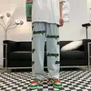 Jeans de Mezclilla para Hombre de Primavera con Bordado de Toalla, Estilo Trendy de Calle, Pantalones de Corte Recto Pierna Ancha, Chaqueta de Mezclilla