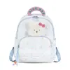 Dulce mochila de cuadros para niñas con un oso de peluche 3D, moderno diseño de doble hombro y ribete de encaje, perfecta para salidas de bebé