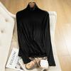 Camiseta de cuello alto fina de malla para debajo de la ropa, elástica, simple, top T-shirt, nuevo de invierno, color liso, corte ajustado, ropa interior, ropa exterior para mujer