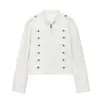 Ropa de mujer al por mayor transfronteriza 2026 Chaqueta corta abotonada de doble fila con cuello mao y cremallera estilo Napoleónico francés