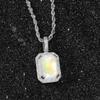 Venta Caliente Europea y Americana Mocha Fluorescente Cuadrado Sólido Zircón Color Piedra Colgante Hip-Hop Microincrustado Zircón Collar para Hombres y Mujeres