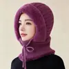Gorro con capucha de una pieza de invierno para mujer para madres de mediana edad y mayores, forro grueso de forro polar para abrigar, gorro de lana para ciclismo, polaina cortavientos para el cuello, gorro de punto