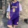Traje deportivo de verano para hombre y mujer, de dos piezas, de secado rápido, de manga corta, holgado, informal, de baloncesto, con cuello redondo y camiseta de malla.