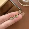 Brincos Verdes de Zircônia Estilo Retrô Francês para Mulheres, Design de Nicho, Luxo Leve, Brincos Versáteis de Celebridade da Internet