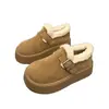 Zapatos de mujer estilo Birkenstock con suela gruesa y forro de felpa, nueva colección invierno 2026, versátiles, zapatos tipo slip-on mullidos, zapatos cálidos de algodón, botas de nieve