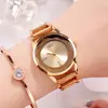 Reloj de Mujer GEDI Oro Rosa con Diamantes, Esfera Sencilla, Correa de Acero, Moda Resistente al Agua, Cuarzo, Modelo Nuevo, Directo de Fábrica