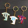 Abridor de garrafa de metal chaveiro pingente de mochila decoração esportiva de camiseta de futebol Cristiano Ronaldo e Messi