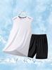 Traje de Seda Hielo Verano 2025 Chaleco y Shorts de Secado Rápido Conjunto de Dos Piezas Malla Transpirable Deportivo Casual Estilo Moderno para Hombre