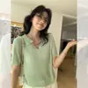 Atuendo Estilo Old Money: Camiseta de Punto con Cuello Polo de Manga Corta para Mujer, Corte Holgado, Adelgazante, de Alta Gama, Elegante Top de Verano