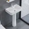 Bacia Pedestal Cerâmica Doméstica para Apartamentos Pequenos, Lavatório de Chão para Banheiro, Bacia Cerâmica Integrada para Varanda