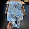 Jeans Jacquard Floral Retro Americano Masculino Outono Estiloso Calças Casuais Longas Retas Soltas de Alta Qualidade