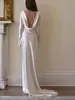 Moda Europea y Americana Independiente Transfronteriza Vestido Sexy Ajustado Sin Espalda Color Sólido Cuello Redondo Vestido Largo Estilo Sirena 8086